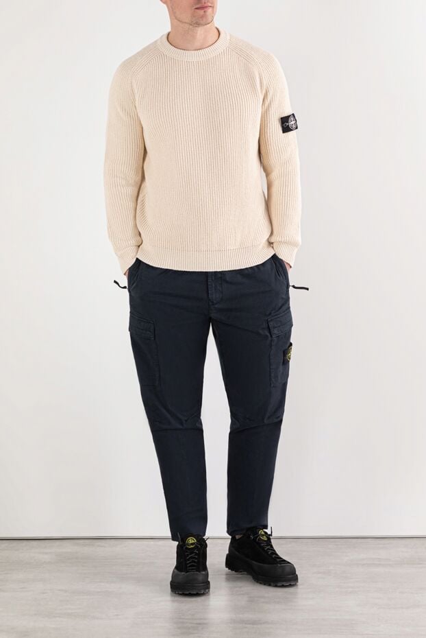 Stone Island men's textured knit cotton jumper 191613 - photo 2