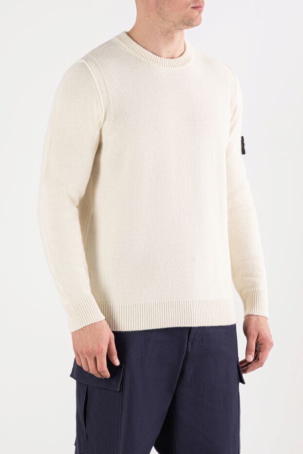 Stone Island white knitted sheepskin jumper with a round neck 191615 - photo 3