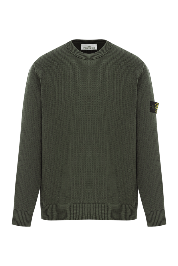 Stone Island knitted jumper with a stand-up collar made of green cotton chenille yarn 191617 - photo 1