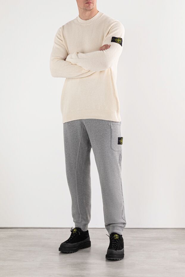 Stone Island knitted jumper with a round neck made of organic cotton in white 191625 - photo 3