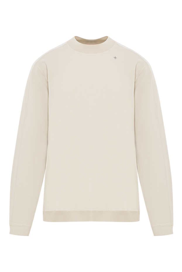 Stone Island men's white cotton sweatshirt with a logo on the sleeve 191628 - photo 1