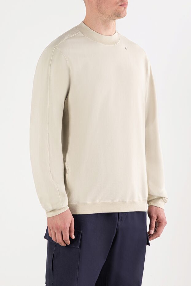 Stone Island men's white cotton sweatshirt with a logo on the sleeve 191628 - photo 3
