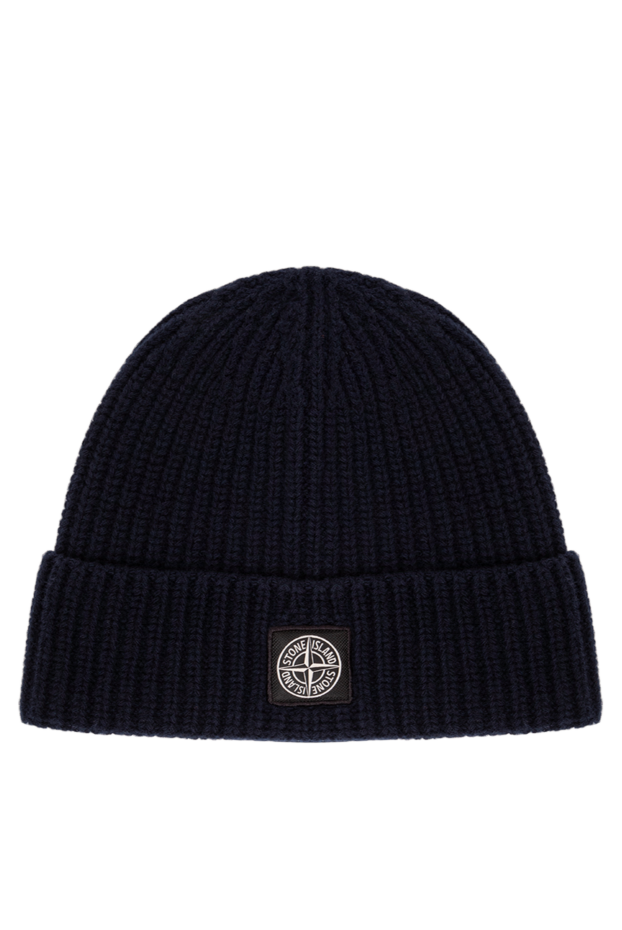 Stone Island rws geelong blue wool knit cap with compass logo patch 191637 - photo 1