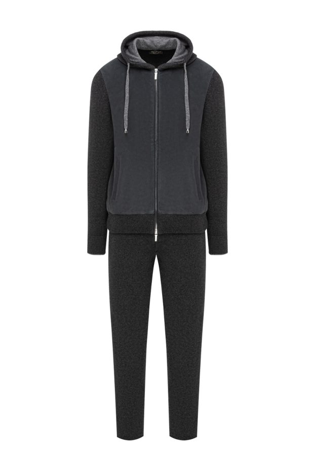 Cesare di Napoli gray knitted viscose and cashmere wool suit with a hood 191638 - photo 1