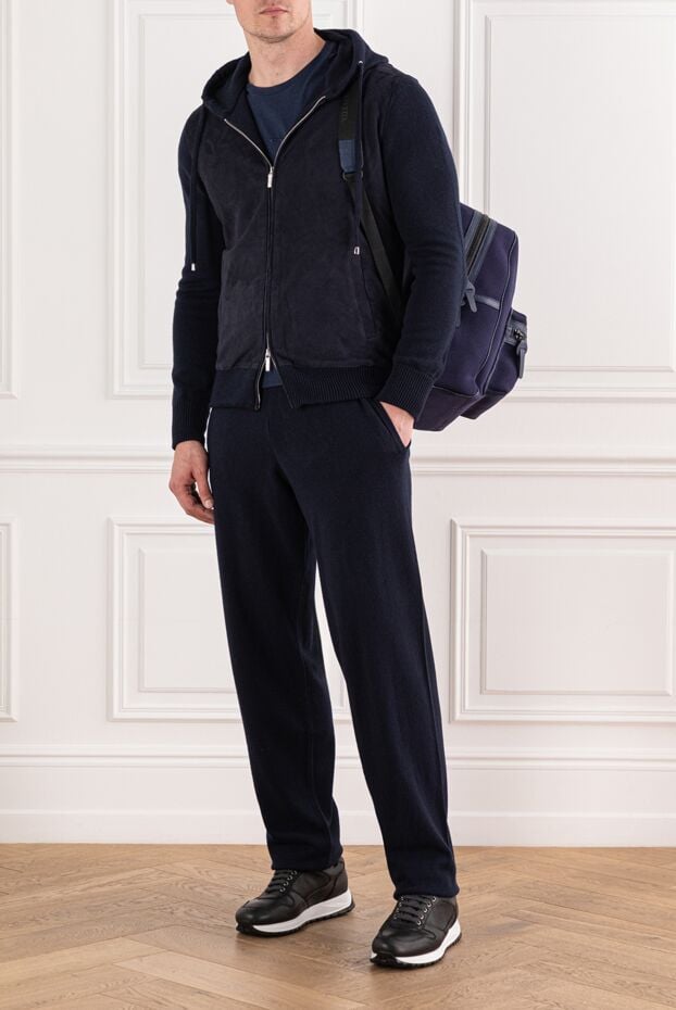 Cesare di Napoli blue knitted suit made of viscose wool and cashmere with a hood 191639 - photo 2