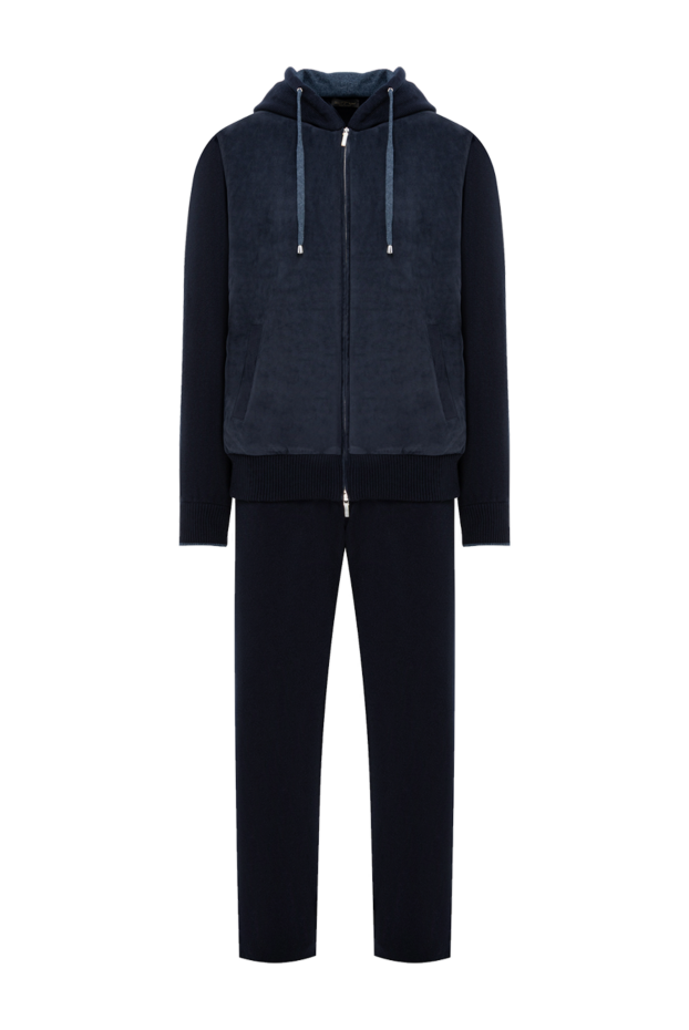 Cesare di Napoli dark blue knitted suit with a velvet front panel 191640 - photo 1