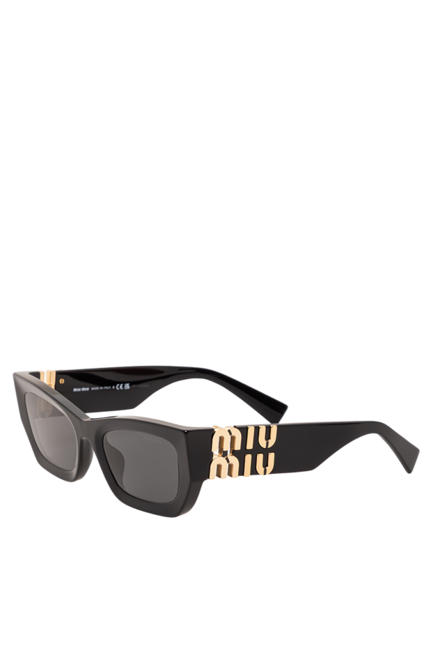Miu Miu black sunglasses with dark grey lenses and a large gold logo 191676 - photo 3