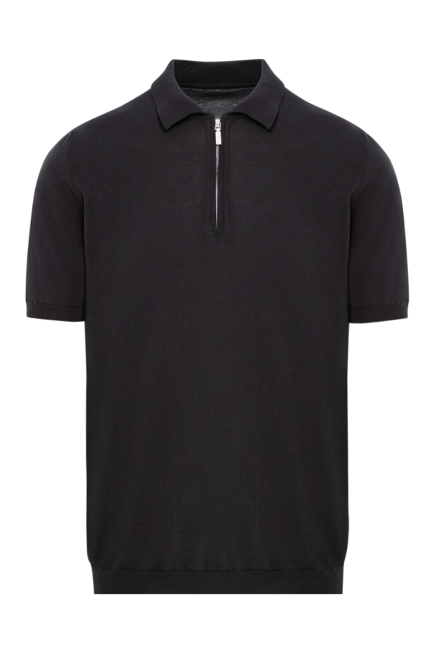 Svevo black cotton polo shirt with a zip placket 191681 - photo 1
