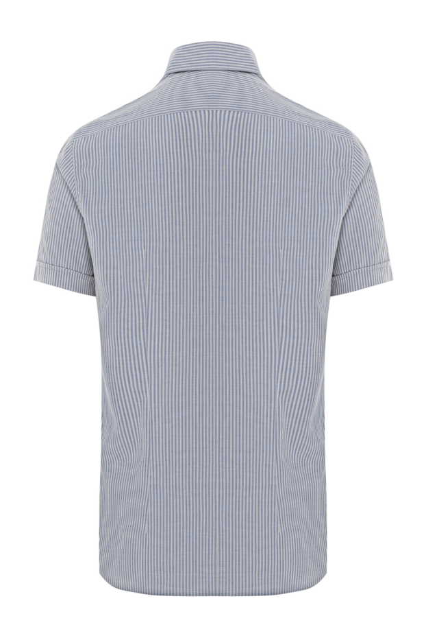 Zilli men's short-sleeved light blue shirt with vertical stripes 191697 - photo 2