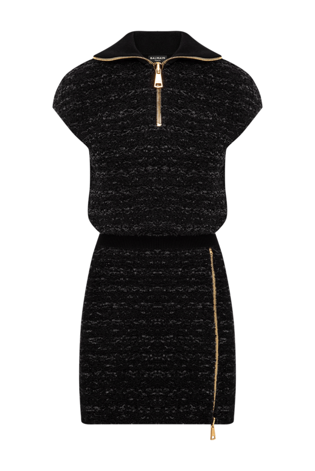 Balmain black tweed suit with a zip-up top and skirt 191715 - photo 1