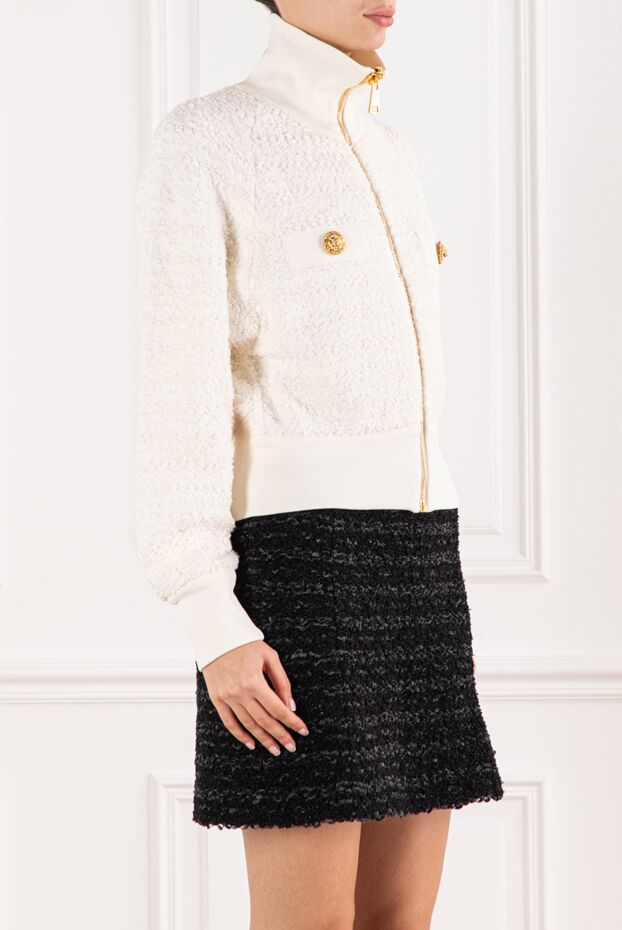 Balmain women's white tweed bomber jacket 191717 - photo 3