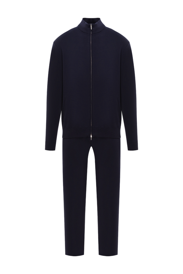 Classic wool tracksuit with a stand-up collar, blue - photo 1