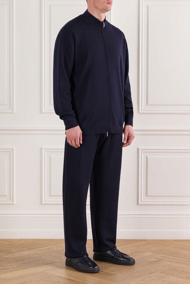 Classic wool tracksuit with a stand-up collar, blue - photo 2