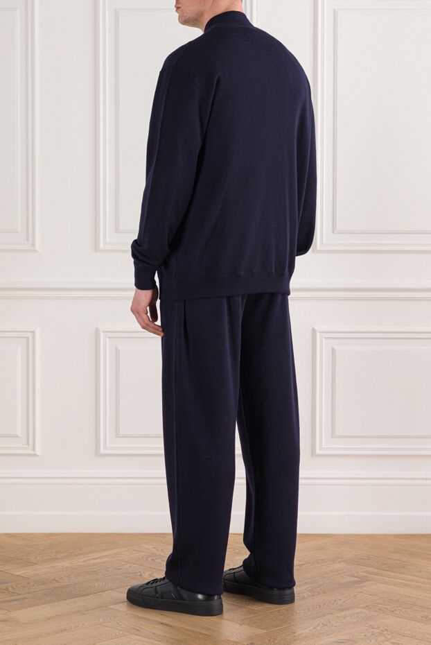 Cesare di Napoli classic wool tracksuit with a stand-up collar, blue 191727 - photo 3