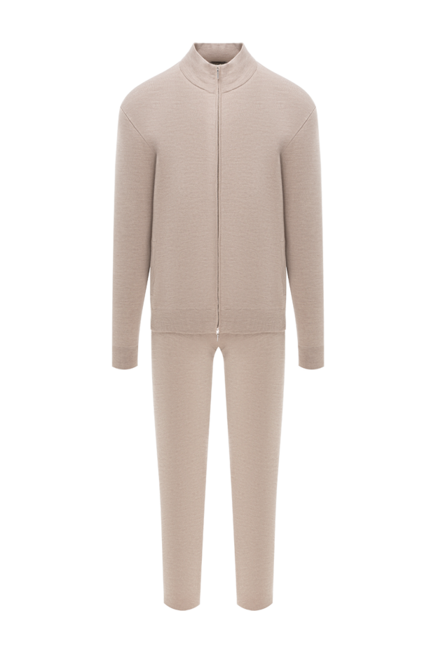Cesare di Napoli classic wool tracksuit with a stand-up collar, beige 191728 - photo 1