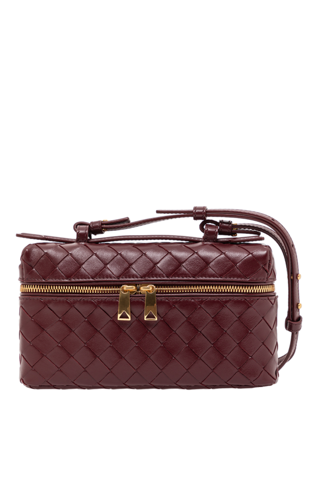 Bottega Veneta bang bang intrecciato woven leather cosmetic bag, burgundy 191738 - photo 1