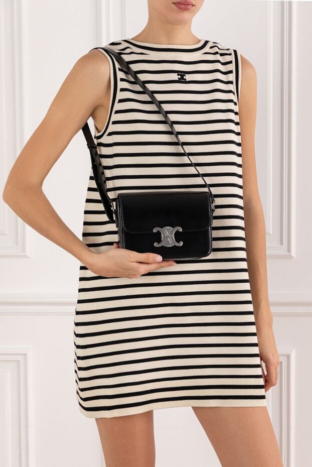 Celine triomphe youth bag in shiny black calfskin 191746 - photo 2