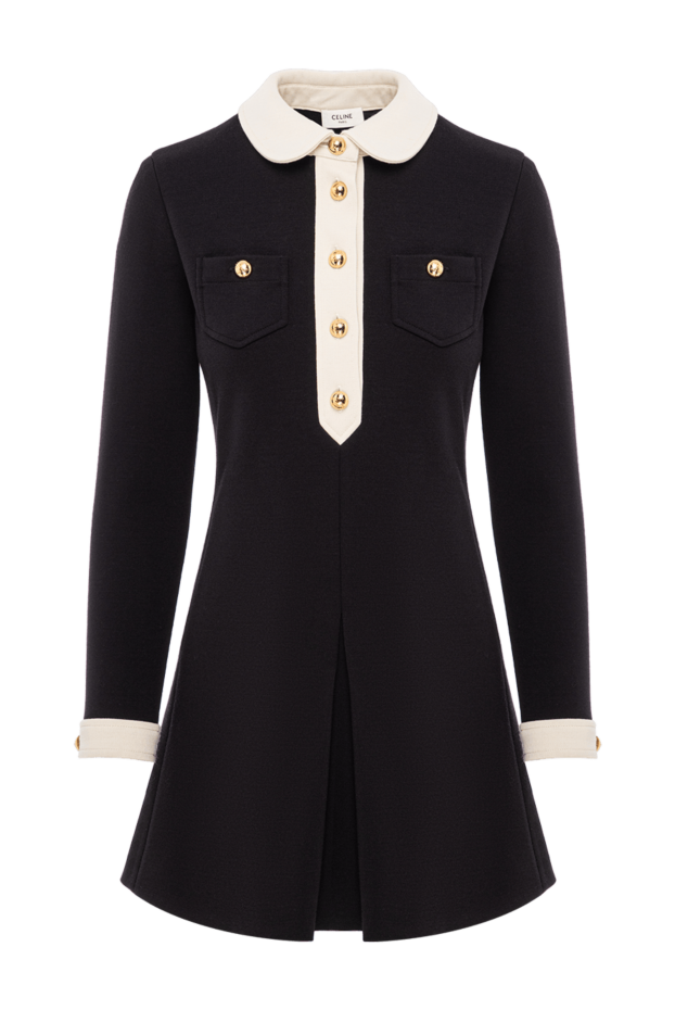 Celine blason a-line wool dress with contrast collar and gold buttons 191755 - photo 1