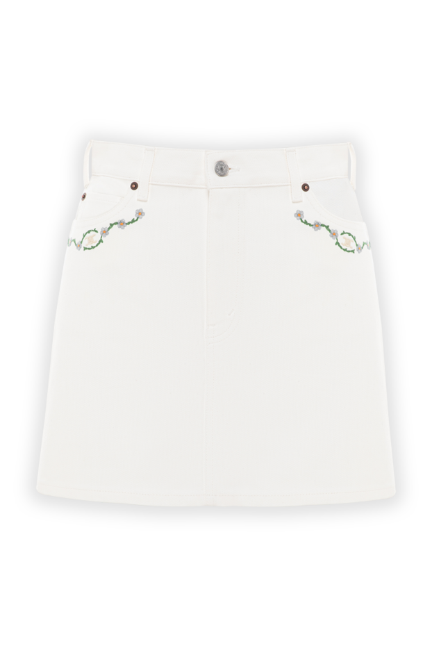 Celine white denim mini skirt with embroidery 191766 - photo 1