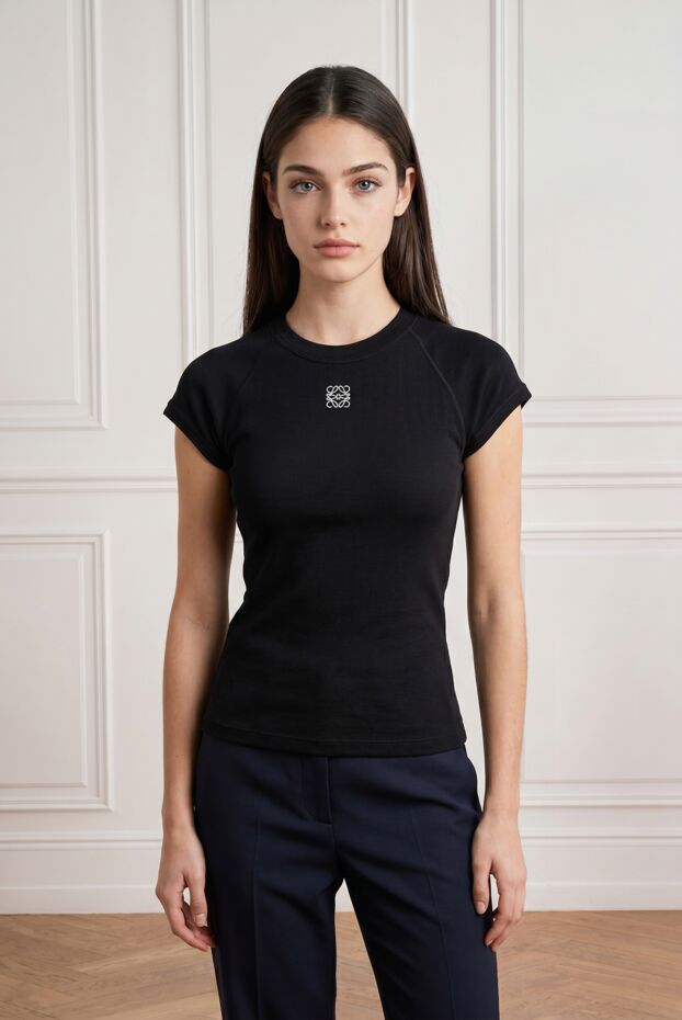 Loewe чорна футболка small fit anagram для жінок 191769 - фото 2