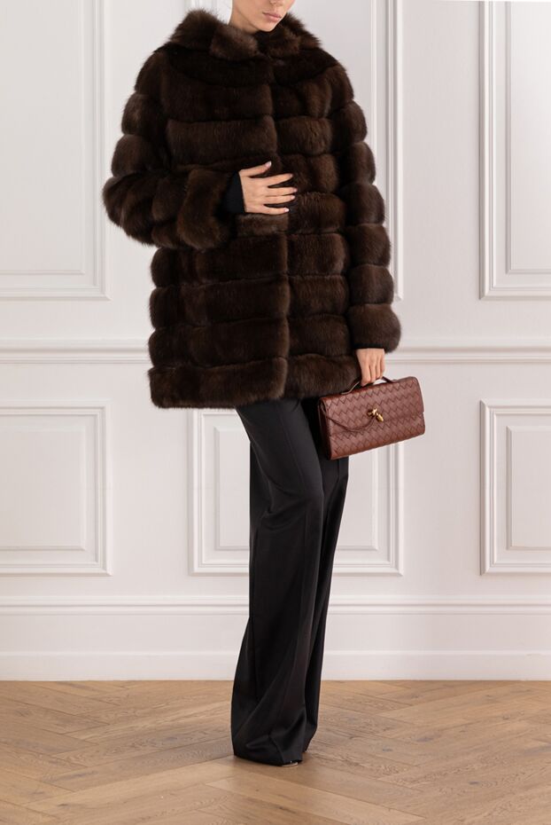 Giorgio Magnani sable fur coat with a voluminous hood and horizontal inserts 191775 - photo 2