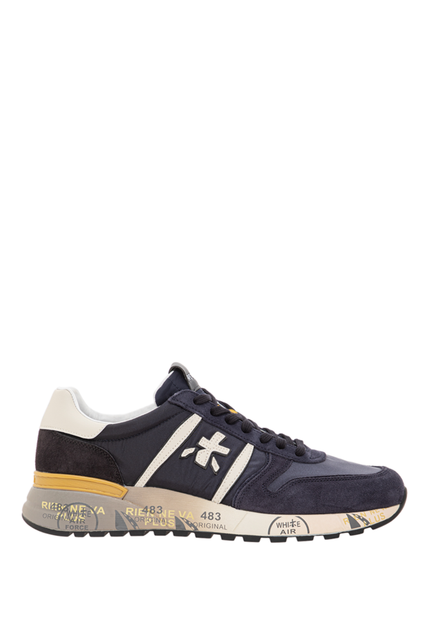 Premiata lander sneakers in soft suede and nylon with logo, blue 191827 - photo 1