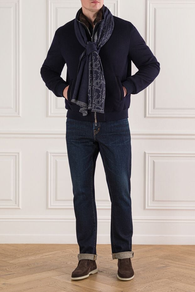 Tombolini blue wool bomber jacket with a natural fur collar 191845 - photo 2
