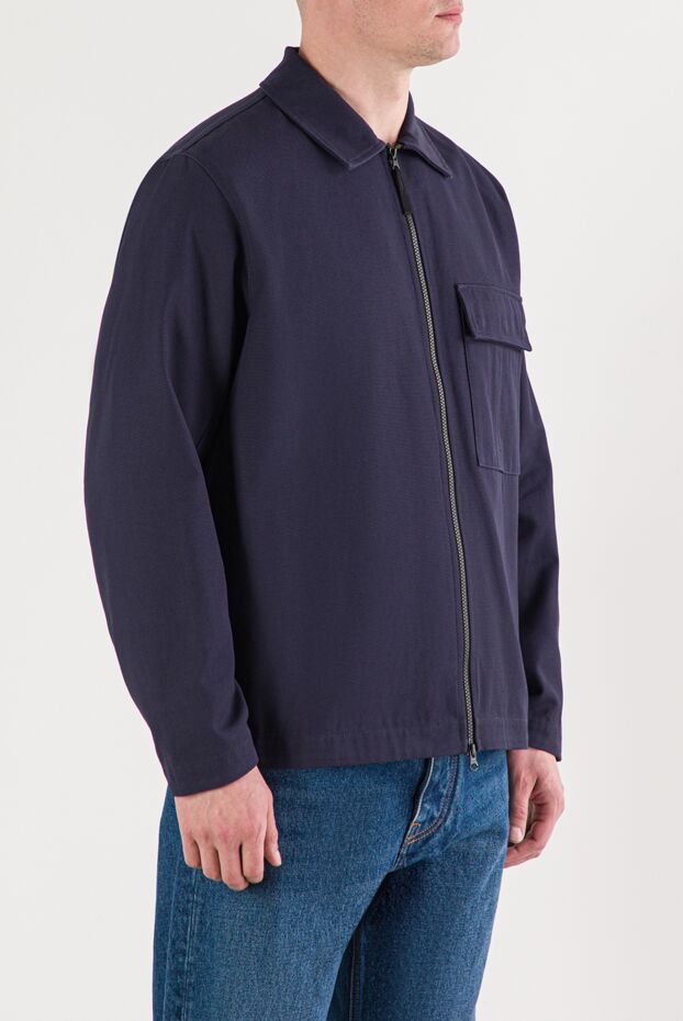 Stone Island blue cotton panama shirt jacket with a chest pocket with a flap and a button 191847 - photo 3