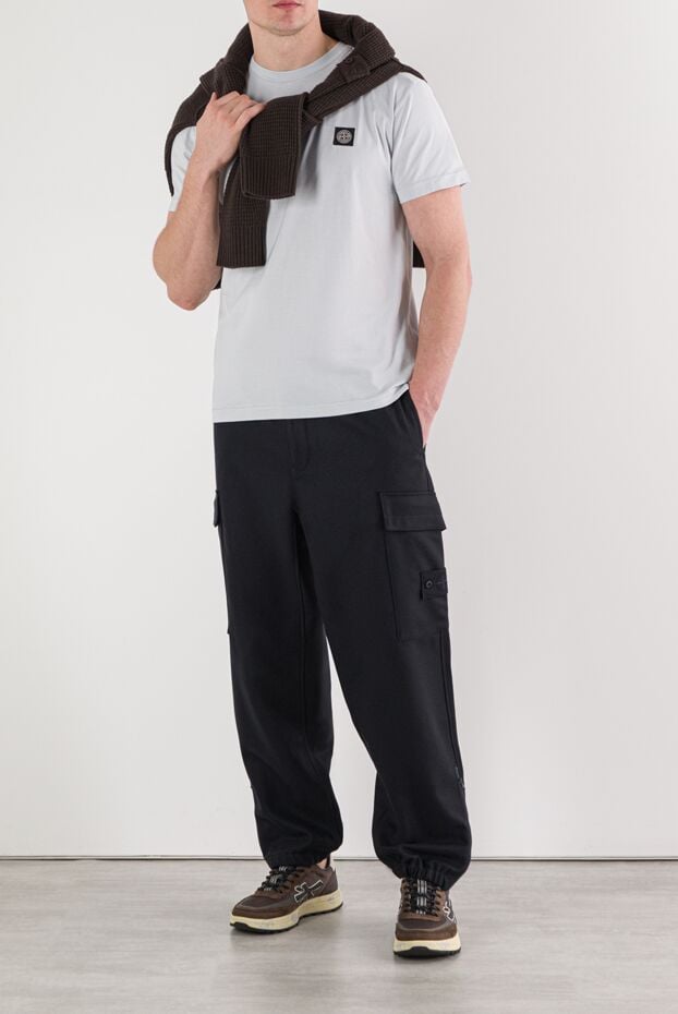 Stone Island ghost carded wool nylon flannel cargo pants in blue 191855 - photo 2
