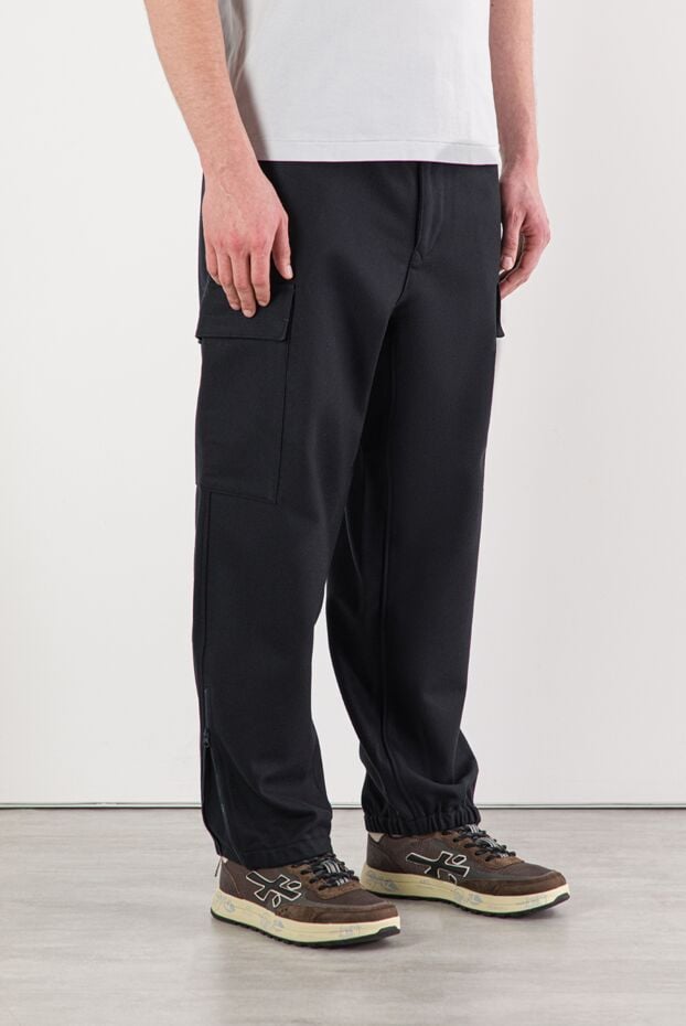 Stone Island ghost carded wool nylon flannel cargo pants in blue 191855 - photo 3