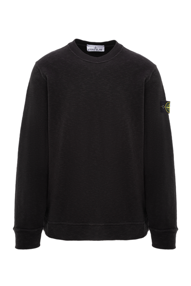 Stone Island black sweatshirt with a textured surface and patch 191862 - photo 1