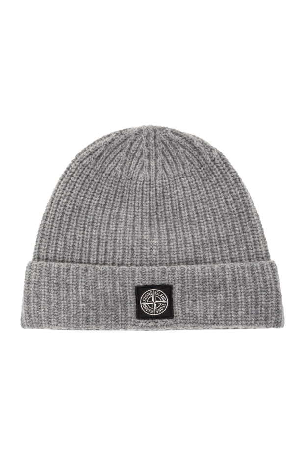 Stone Island gray textured wool hat with a branded patch 191869 - photo 1