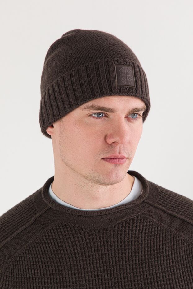 Stone Island brown textured cashmere hat with a raised knit 191870 - photo 2