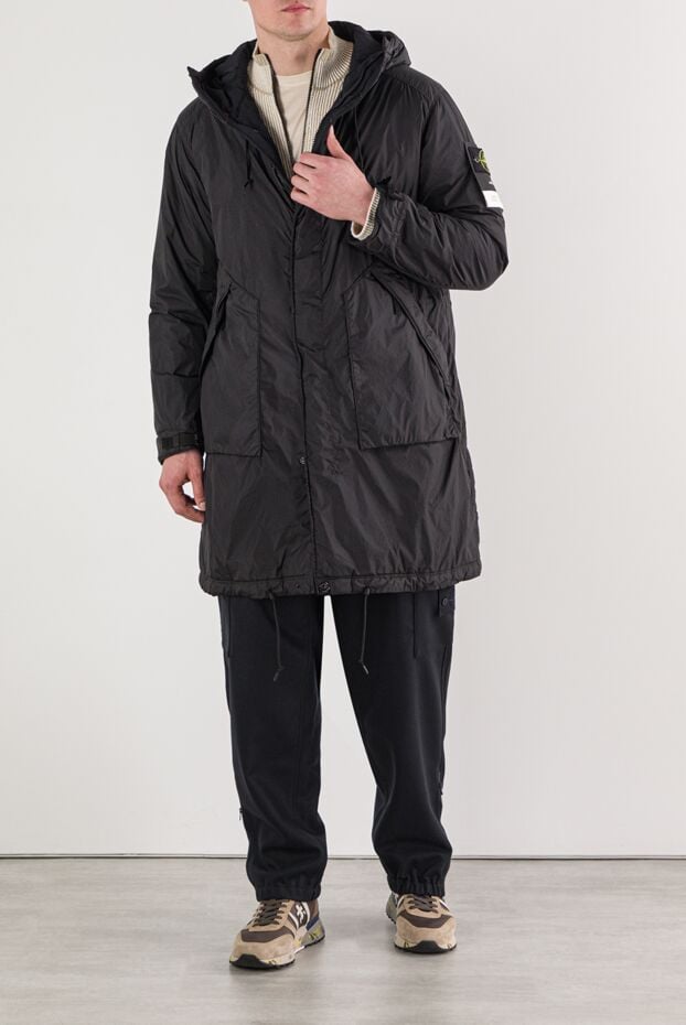 Stone Island men's nylon parka jacket with hood and branded patch 191872 - photo 2