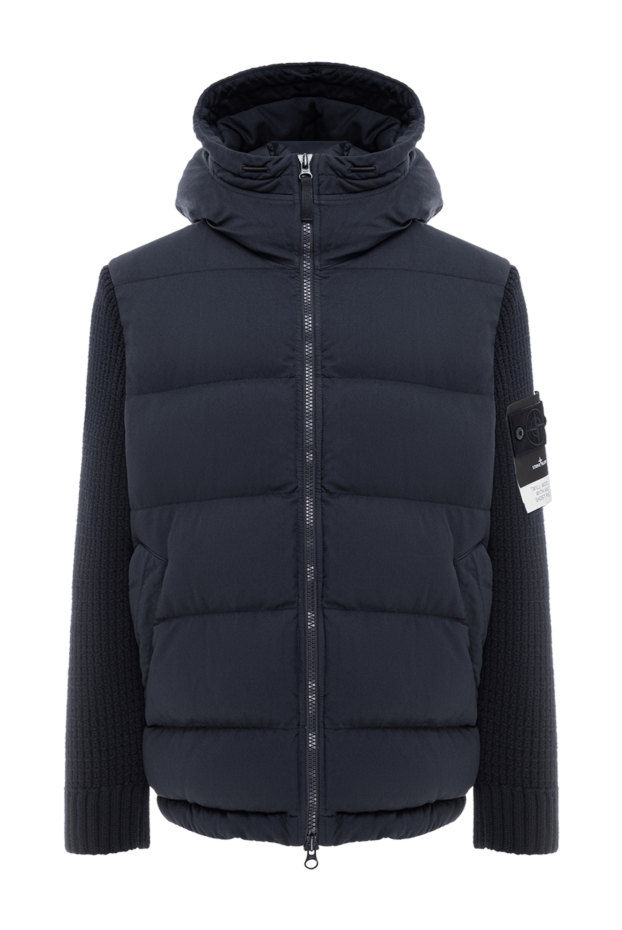 Stone Island men's ghost down jacket with knit sleeves in navy blue 191873 - photo 1