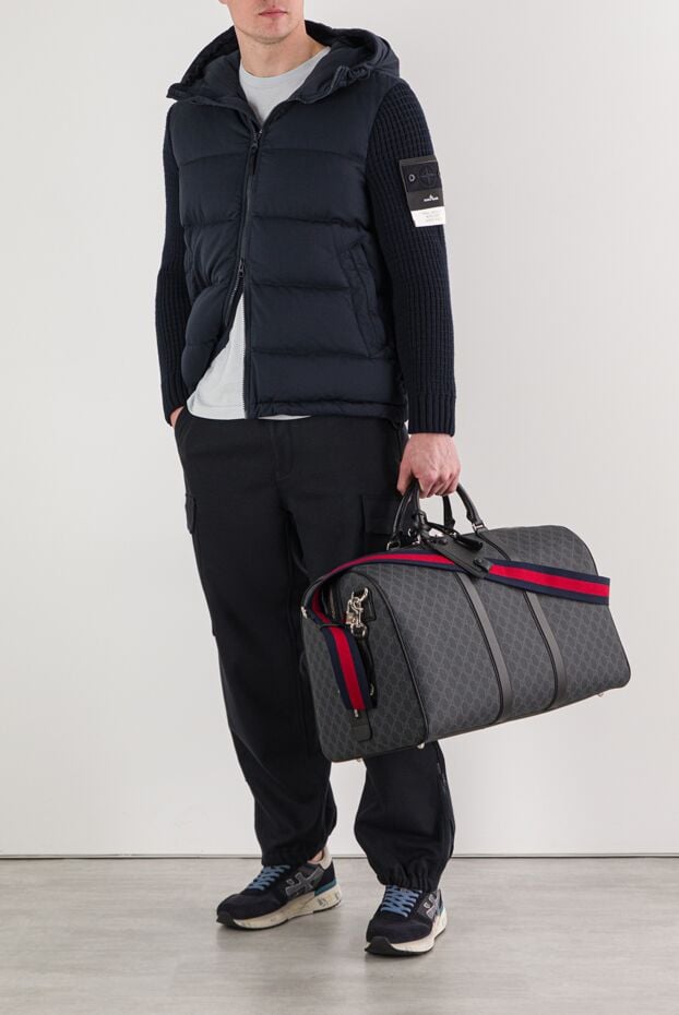 Stone Island men's ghost down jacket with knit sleeves in navy blue 191873 - photo 2