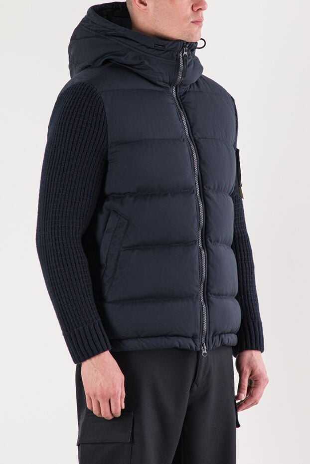 Stone Island men's ghost down jacket with knit sleeves in navy blue 191873 - photo 3