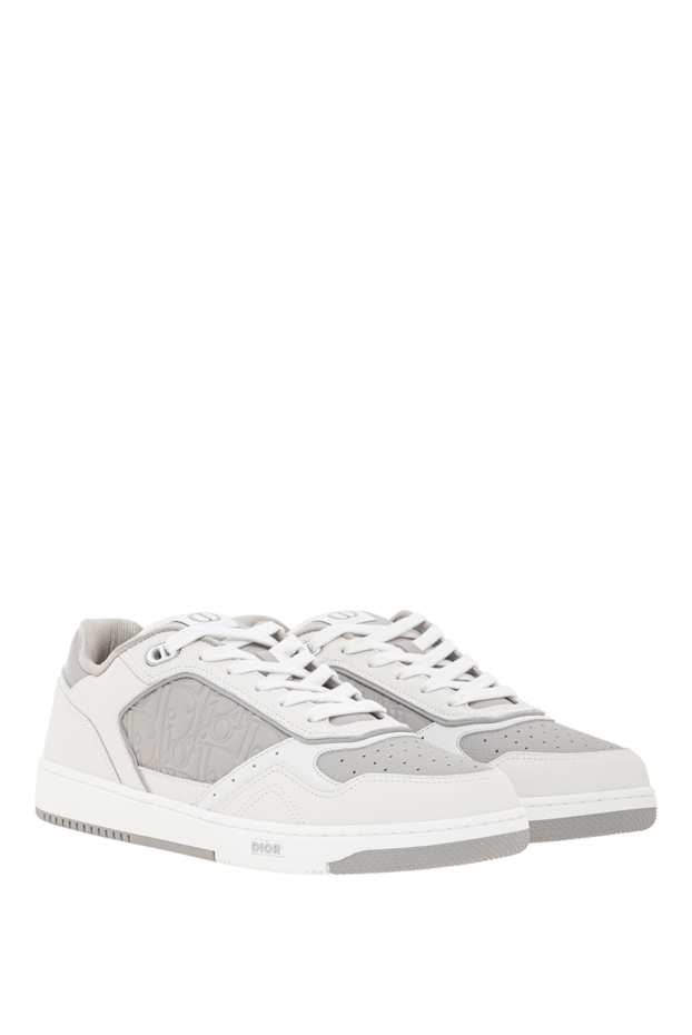 Dior b27 uptown low-top sneakers in white calfskin with gray overlays 191876 - photo 3