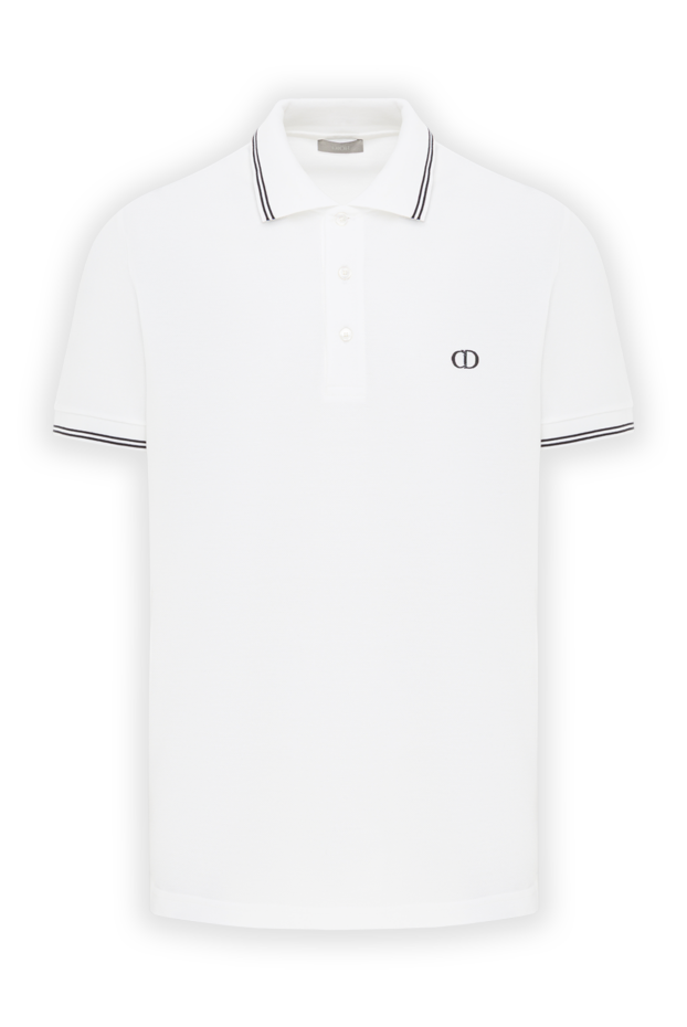 Dior men's cd icon polo shirt in white cotton pique with stripes on the collar and cuffs 191889 - photo 1