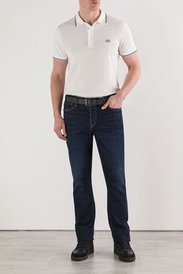 Dior men's cd icon polo shirt in white cotton pique with stripes on the collar and cuffs 191889 - photo 2
