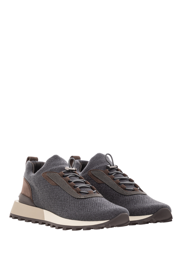 Brunello Cucinelli gray sneakers with a textured cashmere and silk upper. 191907 - photo 3