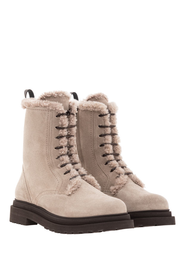 Brunello Cucinelli high-top boots made of soft suede with warm fur lining, beige 191908 - photo 3