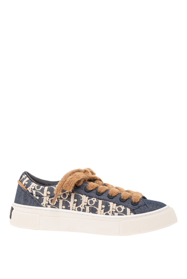 Dior b33 spin denim sneakers with oblique logo and mohair laces 191933 - photo 1