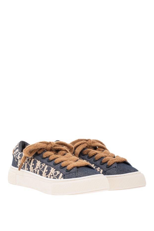 Dior b33 spin denim sneakers with oblique logo and mohair laces 191933 - photo 3
