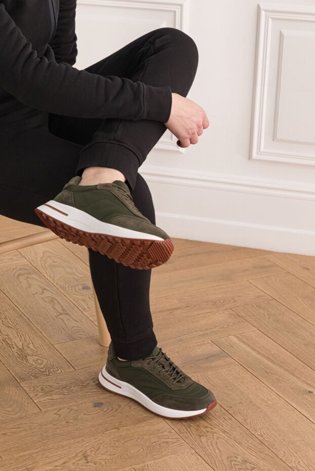 Loro Piana wind microfiber sneakers in green with a white sole 191934 - photo 2