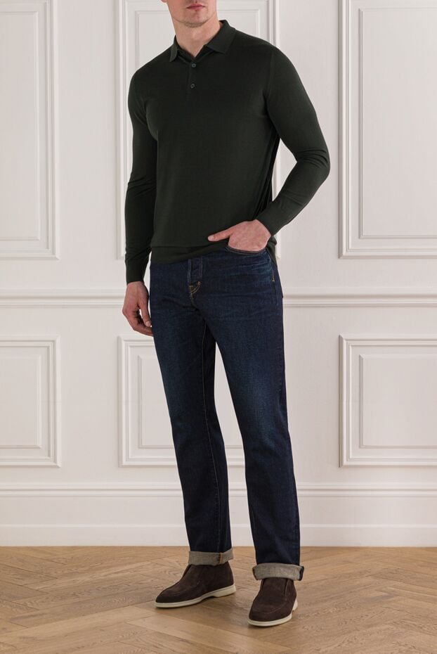 Loro Piana wish ultrafine wool long sleeve polo in green 191939 - photo 2