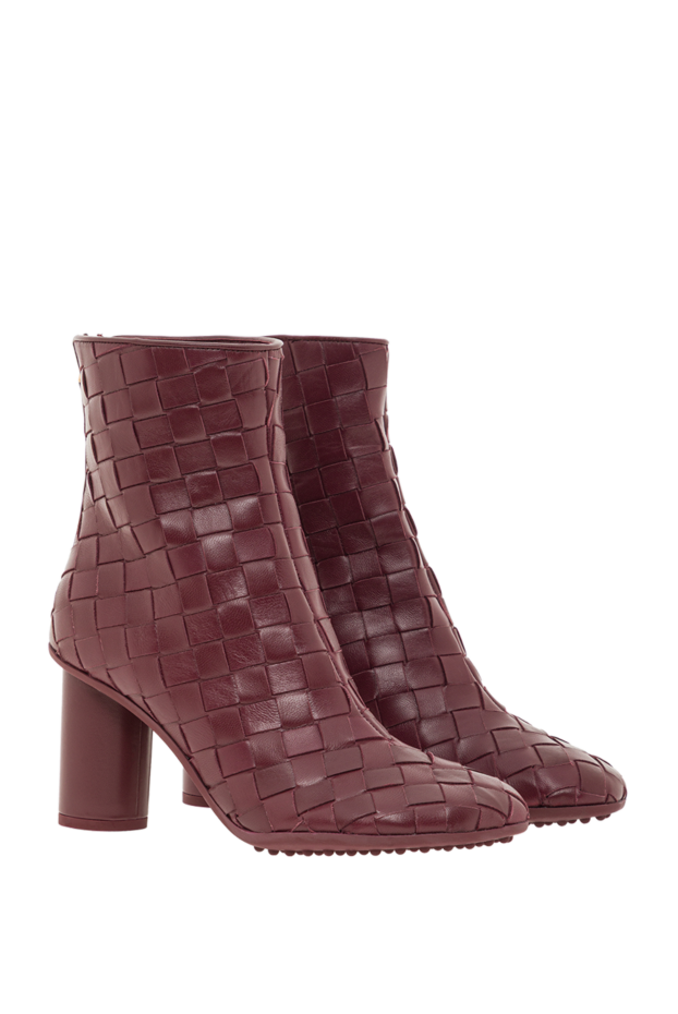 Bottega Veneta atomic burgundy leather ankle boots with signature intrecciato weave 191948 - photo 3