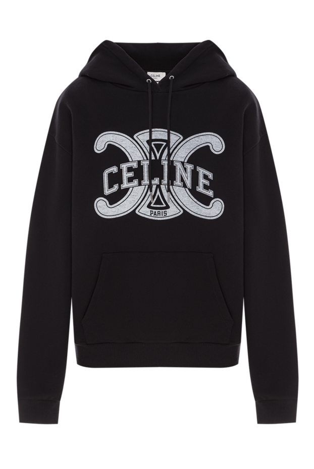 Celine black loose hoodie in cotton fleece with logo 191955 - photo 1