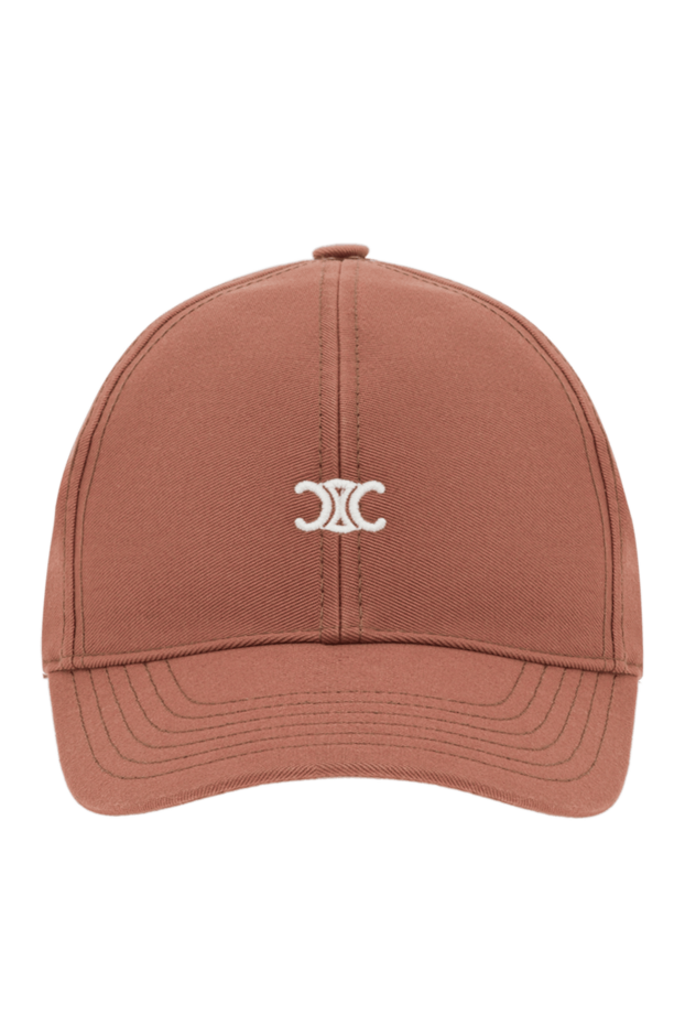 Celine triomphe brown cotton baseball cap with logo 191957 - photo 1