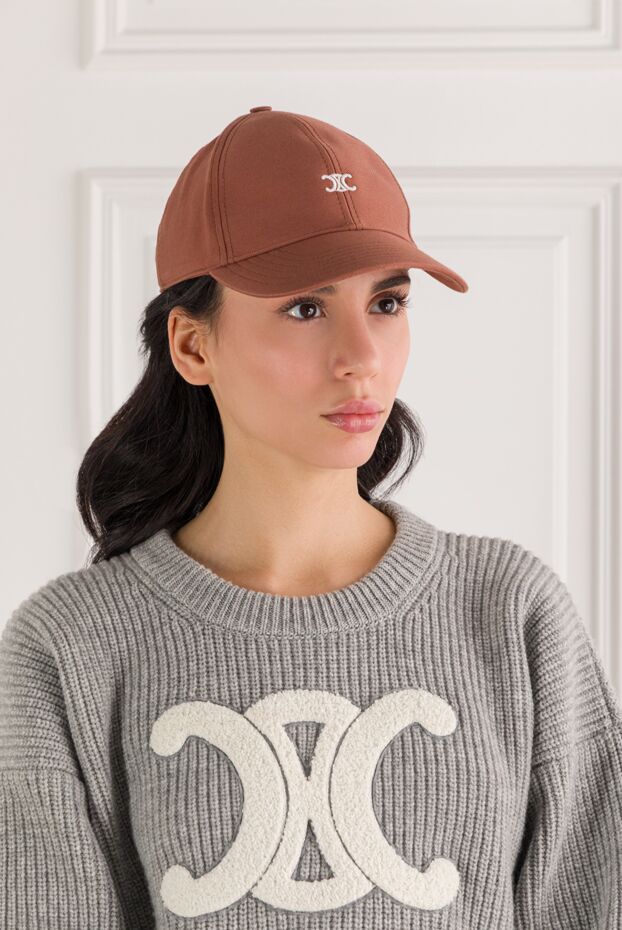 Бейсболка Triomphe із бавовни коричневого кольору з логотипом - фото 2